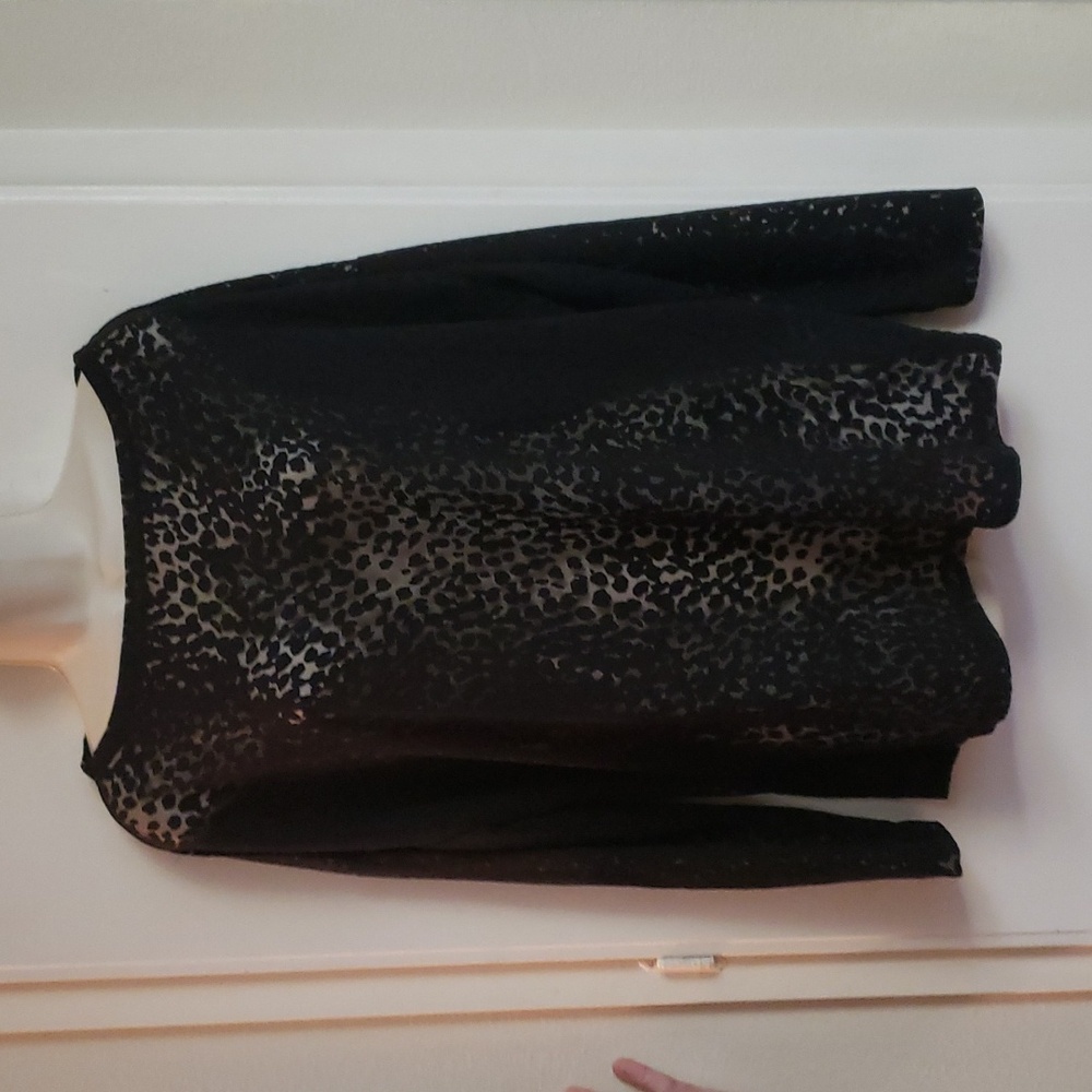 ALL SAINTS RITA LEOPARD TEE- BLACK SIZE S